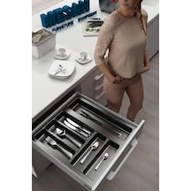 Tify Mutfak Çekmece Içi Düzenleyici, Kaşıklık 39cm X 48cm Yanlar Ve Boydan 4cm Kesilebilir, Antrasit Diğer