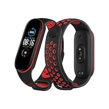 Newface - 288 - Xiaomi Mi Band 4 Spor Delikli Kordon - Edntrend - - Siyah-kırmızı