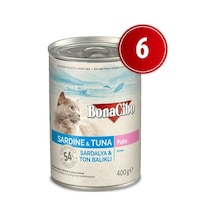 Bonacibo Kedi Yaş Mama Sardalya Ve Ton Balıklı 6 X 400 Gr