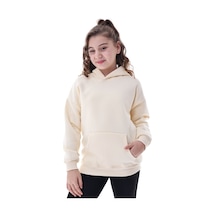 Unisex Çocuk Kapüşonlu Sweatshirt 5-14 Yaş Oversize Günlük Spor Sarı Sarı