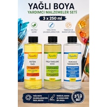 Yağlı Boya Yardımcı Malzeme Seti 3x250 Ml Keten Yağı Terebentin Fırça Temizleyici Diğer