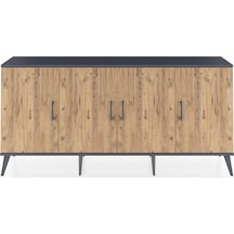 Arges Konsol 3 Raflı 4 Kapaklı 176x30x83 Antrasit-çam/aytaşı Çam/aytaşı