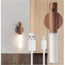 Modern Sensörlü Usb Şarjlı Mıknatıslı Taşınabilir Duvar Aplik Masa Lambası Ahşap Görünümlü Gün Işığı Diğer