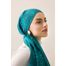 Imannoor Zincir Logo Turkuaz Pamuk Floş Şal 70x210 Koyu Turkuaz