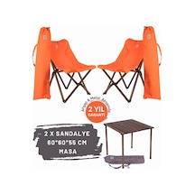 Bag The Joy Ahşap Masa Sandalye Seti Antrasit-turuncu- 60 60 55cm Kahverengi - Turuncu