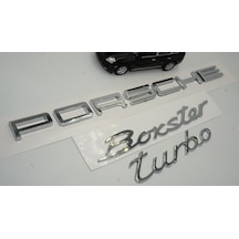 Porsche Boxster Turbo Bagaj 3M 3D ABS Yazı Logo Amblem Seti Gri