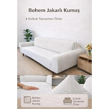 Bohem Lastikli 3 Kişilik Koltuk Örtüsü Kaymaz Esnek Ve Yıkanabilir Koltuk Kılıfı Bohem Krem 180 X 230 Çok Renkli