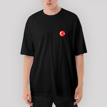 Ay Yıldız Oversize Siyah Tişört Siyah