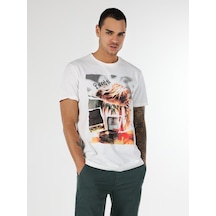Colin's Colins Regular Fit Bisiklet Yaka Baskılı Beyaz Erkek Kısa Kol Tişört Cl1062794 Q1.V1 Wht 001