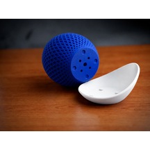 Bezos 3d Baskı Küre Saksı - Kafes Dokulu İki Parçalı Dekoratif Saksı - Mavi-beyaz Pro Standart