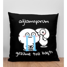 Bk Gift Gözüme Toz Kaçtı Tasarımlı Siyah Kırlent Yastık, Arkadaşa Hediye, Ev Dekorasyonu, Ev Hediyesi-1