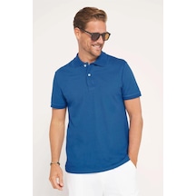Tudors Erkek Slim Fit Dar Kesim %100 Pamuk İndigo Polo Yaka Tişört-32752 Indıgo İndigo