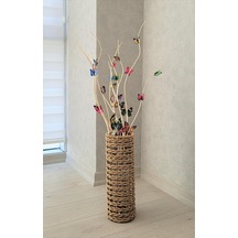 Asenya Hasır Örgü Vazo 60 Cm Çiçeklik Yapay Çiçek Vazosu Dekoratif Saksı Diğer