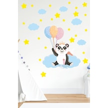 MSticker Sevimli Panda Bulutlar Ve Yıldızlar Çocuk Bebek Odası Sticker