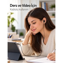 Müzik Ve Görüşme İçin Mikrofonlu Siyah Kulaklık