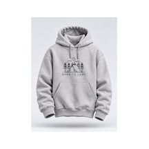 North Whiskers Kamp Çadırı Baskılı Unisex Hoodie Outdoor Doğa Temalı Kapüşonlu Sweatshirt Gri - 931464099 Gri - 931464099 Gri