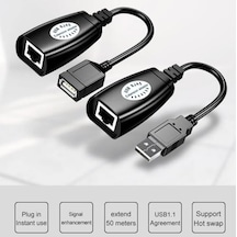 Usb Extrender, 50 Metre Rj45, Usb Uzatma Kablosu, Cat5 Cat6 Uyumlu