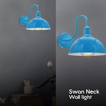 Riolight Vintage,rustik,retro Mavi Metal Otel,cafe,odaklar İçin Duvar Aplik Şapka Çapı:23cm Mavi