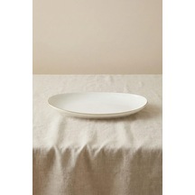 Ceyda Altın Kenarlı Porselen Kayık Tabak 25 Cm Ekru