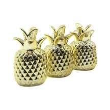Ananas Tasarımlı Biblo - Mini Boy - Seramik - Parlak Altın - Dek