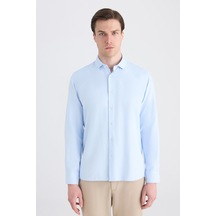 Twn Slim Fit Mavi Armürlü Gömlek 5ef02gl11288m Çok Renkli