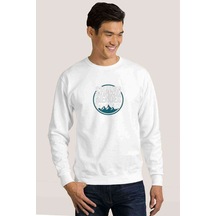 Shawn Mendes Mountain Baskılı Beyaz Erkek Örme Sweatshirt