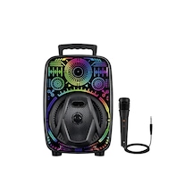 Mey İthalat 8 İnç Taşınabilir Karaoke Hoparlör Mikrofonlu Rgb Işıklı Bluetooth Speaker