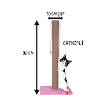 90cm Catnipli Kalın Borulu Dev Tırmalama Tahtası Pembe Minder Yüzey