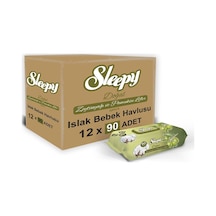 Sleepy Zeytinyağlı 90 Yaprak Islak Havlu X 12'li Paket
