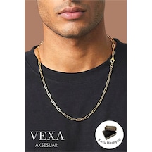 İthal Ataç Zincir Kararmaz Çelik Kolye Unisex Altın & Gümüş Renk Minimal Şık Kolye Altın İthal Ataç Zincir Kararmaz Çelik Kolye Unisex Altın & Gümüş Renk Minimal Şık Kolye Altın