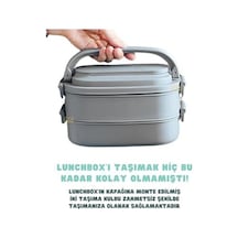 Bento 1140ml Lunchbox 2 Katlı 4 Bölmeli Mini Kaseli Çelik Sefer Tası Yemek Kutusu Kahverengi Bakır