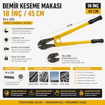18 İnç 45 Cm Demir Kesme Makası Profesyonel Güç, Maksimum Dayanıklılık