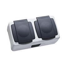 Nemliyer Plus Ip44 Ikili Kapaklı Topraklı Priz, Gri