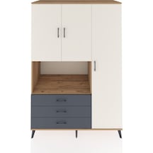 Kronos Dolap 7 Raflı 3 Çekmeceli 3 Kapaklı 132x59x195 Çam-aytaşı/antrasit Aytası/antrasıt