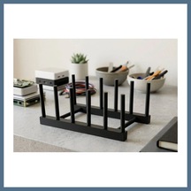 Buradabulabilirsin 3d Baskı Tabak Standı Şık Tabak Düzenleyici Dikey Tabak Rafı Çıkarılabilir Yuvalı Mutfak Standı - Siyah Bbz