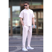Madmext Ekru Oversize Kısa Kollu Eşofman Takımı 5954-ekru Ekru