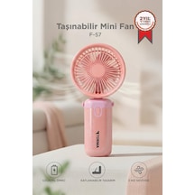 Şarjlı El Vantilatörü Masaüstü Stantlı 3 Kademeli Taşınabilir Mini Fan F57 Pembe