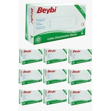 Beybi Lateks Pudralı Eldiven Beyaz L 10 x 100'lü