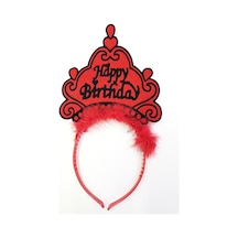 Happy Birthday Neon Kırmızı Renk Doğum Günü Tacı 24x15 Cm Çocuk