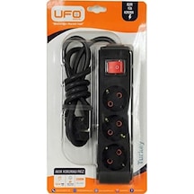 3lü Akım Korumalı Priz 1,5 Metre Kablolu Grup Priz, Max 3500w Aşırı Yük Koruması 3lü Uzatma Kablosu Çoklu Priz Siyah 1