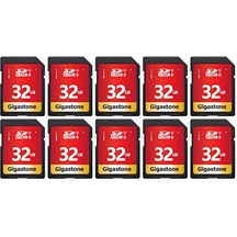 Gıgastone 32gb Sdhc Hafıza Kartı Paketi 10'lu, 80 Mb/s'ye Kadar, Dijital Kameralar İçin Canon Olympus Pc, Uhs-ı U1 Sınıf 10