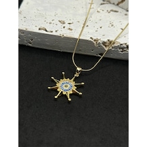 Zirkon Taşlı Gold Kutup Yıldızı Kolye Yeşil