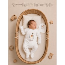 Pia Baby İsimli Kız Bebek Tulum %100 Pamuk İsme Özel Organik Baskılı Bebek Tulumu 2036t0x Ekru