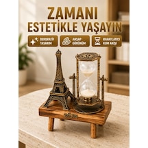 Ahşap Gövdeli Dekoratif Kum Saati Masa Üstü El Sanatı Aksesuarı - Lisinya Kahverengi