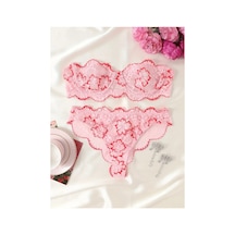 Lilly Dantel Çiçek Desenli Pembe İç Giyim Seti Pembe Pembe