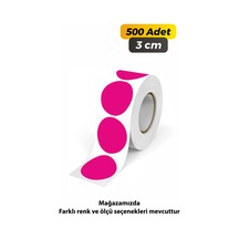 Yuvarlak Kesim Ambalaj Etiketi - Pembe Renk - 3cm - 500 Adet