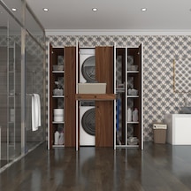 Kenzlife Çamaşır-Kurutma Makinesi Dolabı Nazzam Cvz 187 170 60 Çekmeceli Raflı Banyo Çok Renkli