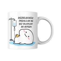 Düzeleceğiz İnşallah Kupa Bardak Komik Yazılı Hediyelik Kahve Çay Kupası Beyaz - Çok Renkli