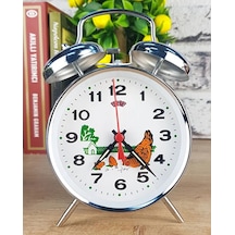 Vintage Çift Zilli Metal Çalar Saat Retro Ve Dekoratif Alarm Saat Gri