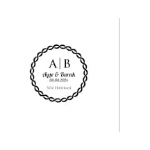 Çiçekli Dal Desenli Dikdörtgen Mühür Kına Nişan Düğün 3x3 Cm Özel Etiket / 50 Adet Sticker Beyaz